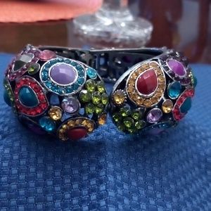 Bejeweled hinged cuff bracelet